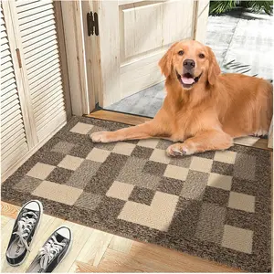 Muddy Mat for Dogs, Dirt Trapper Door Mat, Non-Slip Water Absorption, Indoor Washable, for Bedroom Kitchen Living Room Laundry Room Entryway, RV Garage, 32x48 Inches Brown