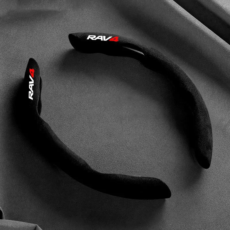 2pc Suede Universal 38CM Car Steering Wheel Cover Booster Non-slip Cover For TOYOTA RAV4 2008 2013 2017 2018 Automotive Interior Accessories