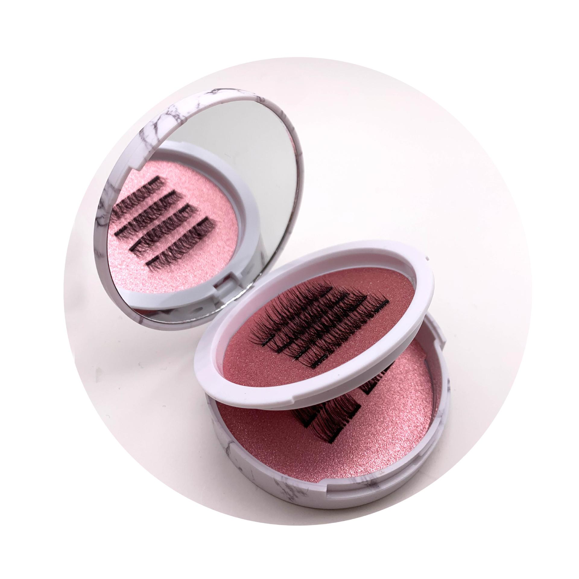 24P Half Eye Double Magnet Magnetic Eyelashes 16 Pieces with Clips Waterproof Reusable False Lashes for Party Daily Use