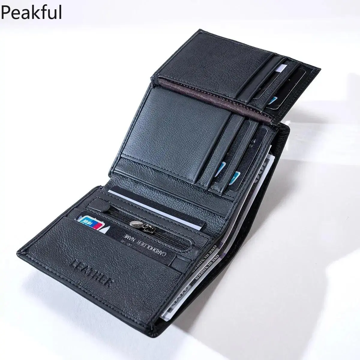 Genuine Leather Vintage Bifold Wallet for Men, RFID Blocking Vertical Card Case with Zipper Coin Pocket & 8 Card Slots, Durable Craftsmanship, Ideal Birthday Gift for Him