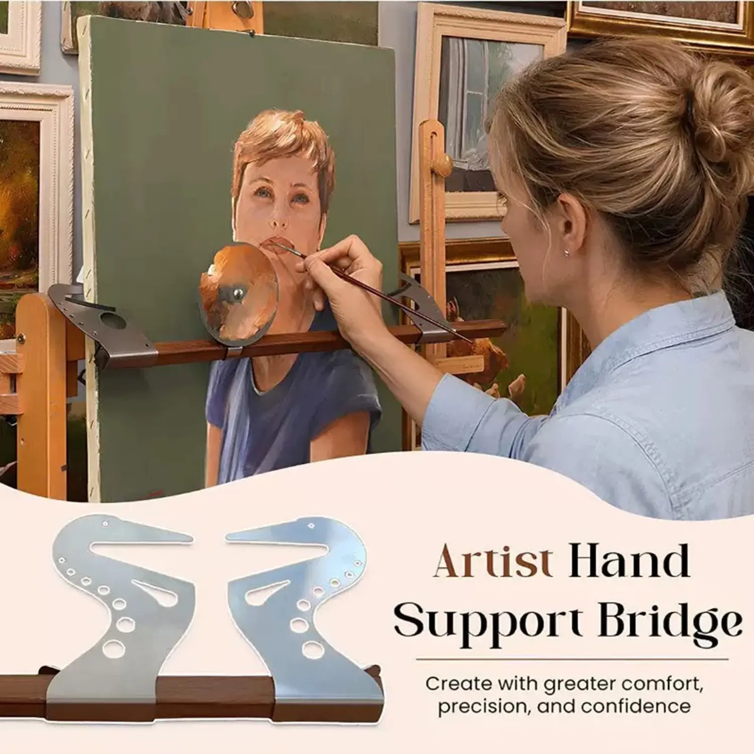 Bird-Shaped Stainless Steel Easel Hand Rest, Adjustable Art Support, Reduces Wrist Fatigue, Fits Most Wooden Easels, Essential for Artists