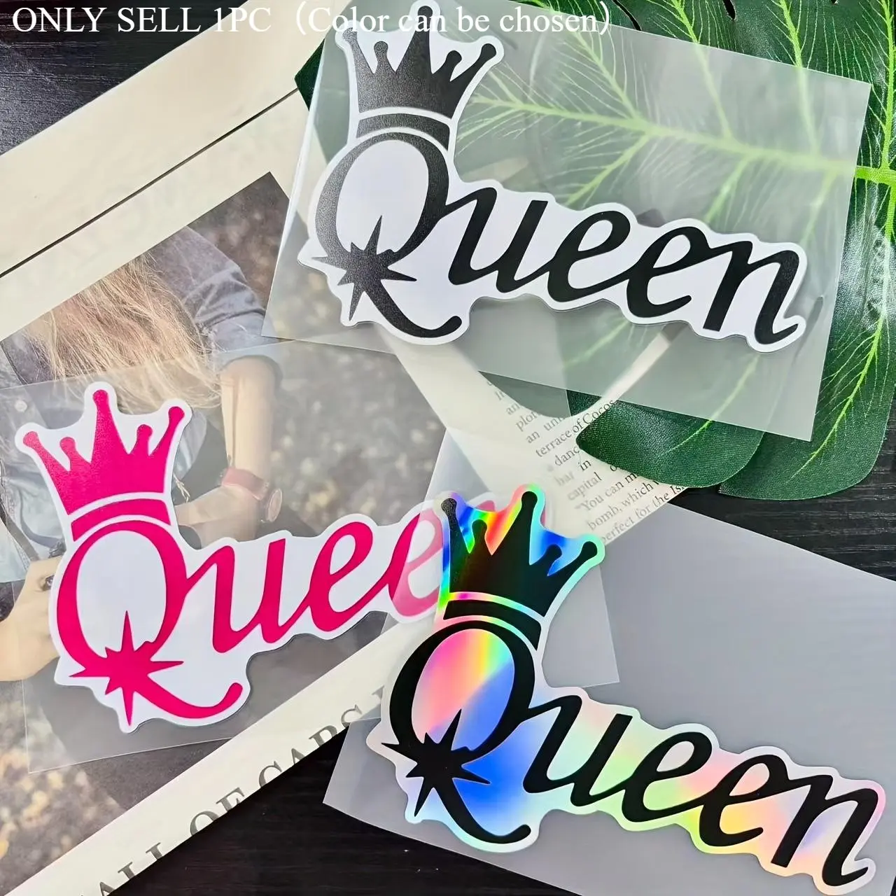 1PC Queen Aura "Queen" Logo Sticker, Decal for cars, Stick it on car windows or female fashion backpacks. This pink-black/black crown + "Queen" decor has a cool vibe