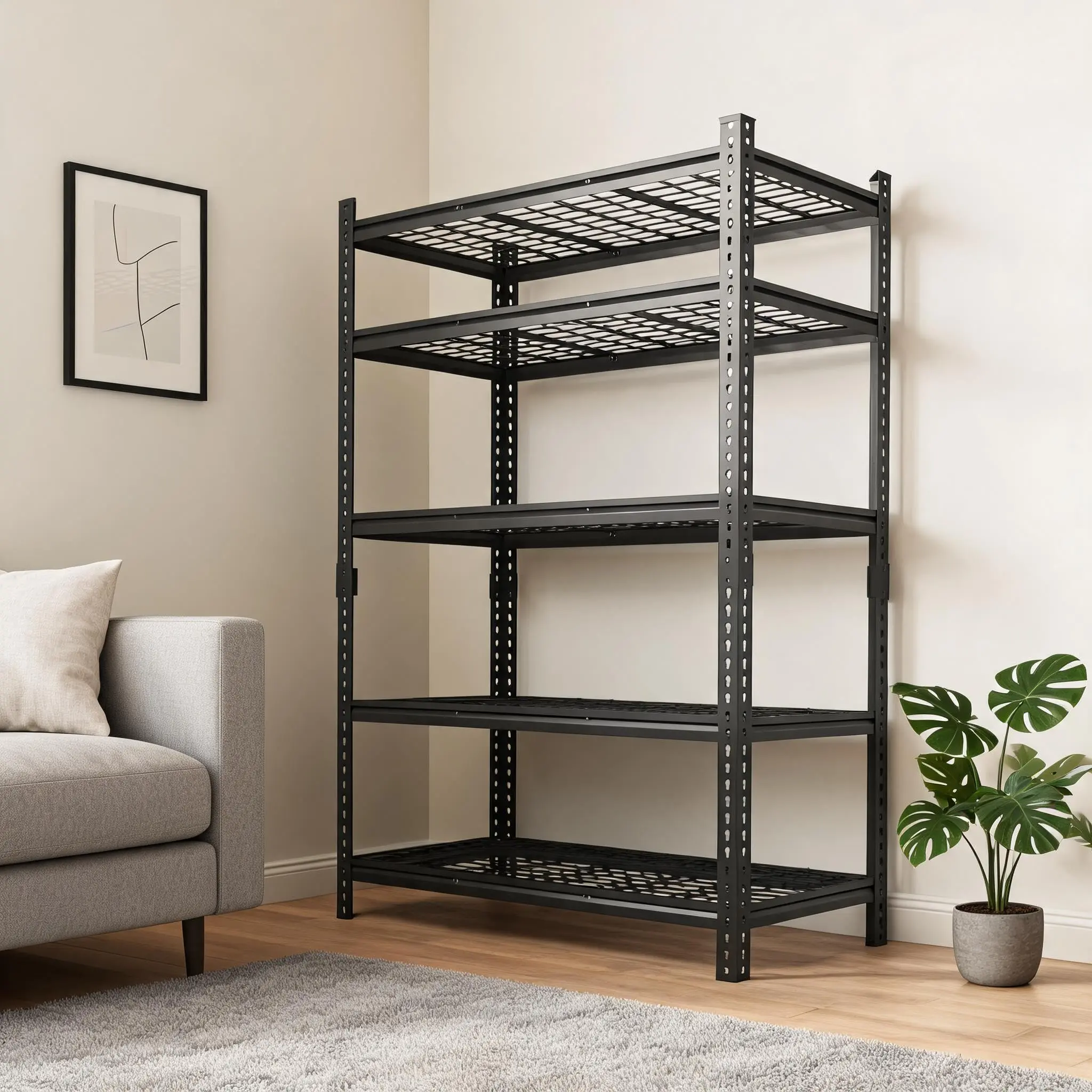 Heavy-Duty Metal Storage Shelf Organiser - 5 Adjustable Levels, Anti-Corrosion Wire Rack, 2000 lb Max Load, 36"L x 16"W x 72"H, Easy Installation, Suitable for Garage, Kitchen