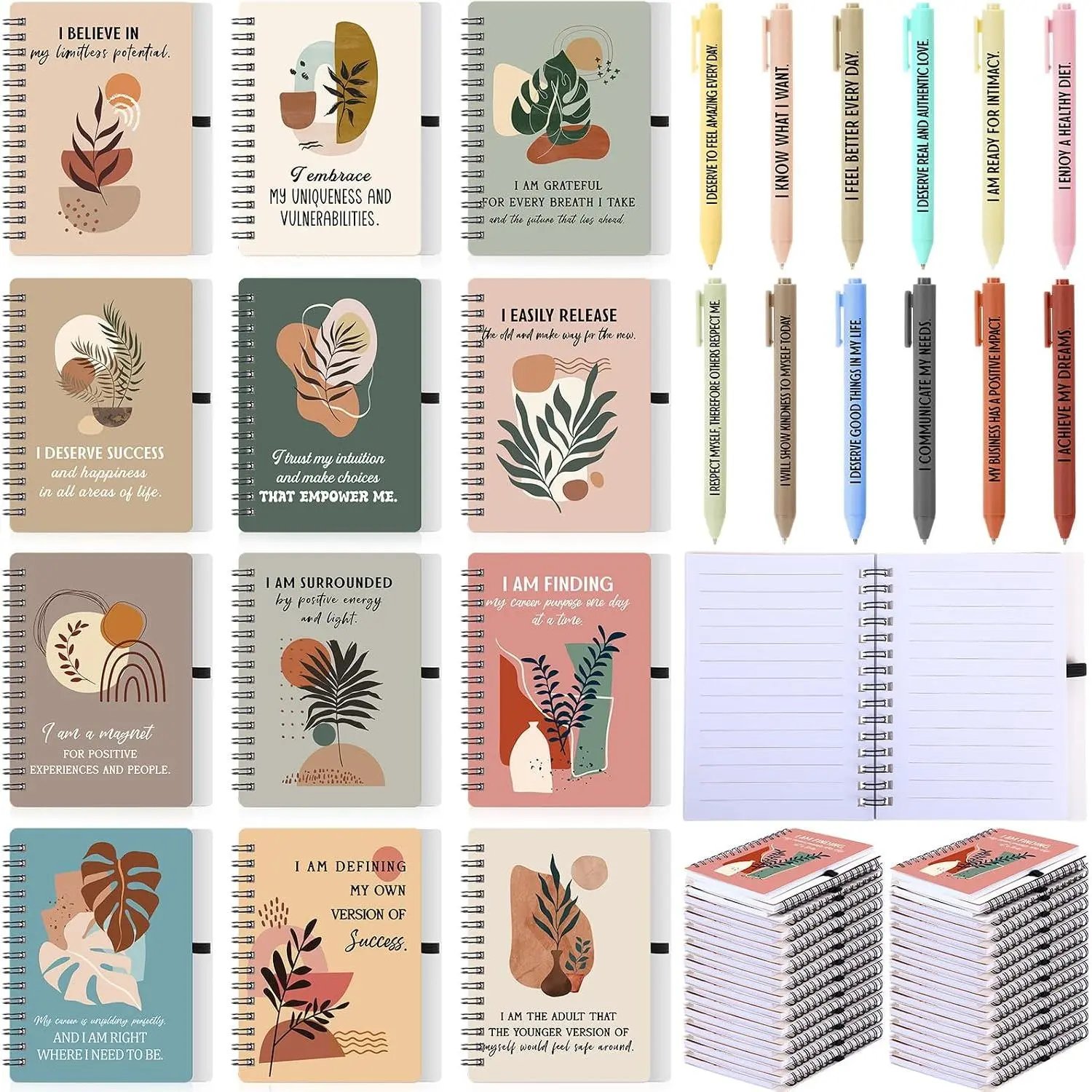 24 count/12 Set Positive Affirmation Gifts Bulk for Women Gratitude Spiral Journals with Pens Motivational Notebooks Self Care  Gifts for Students Employee Coworker Teacher Nurse ()