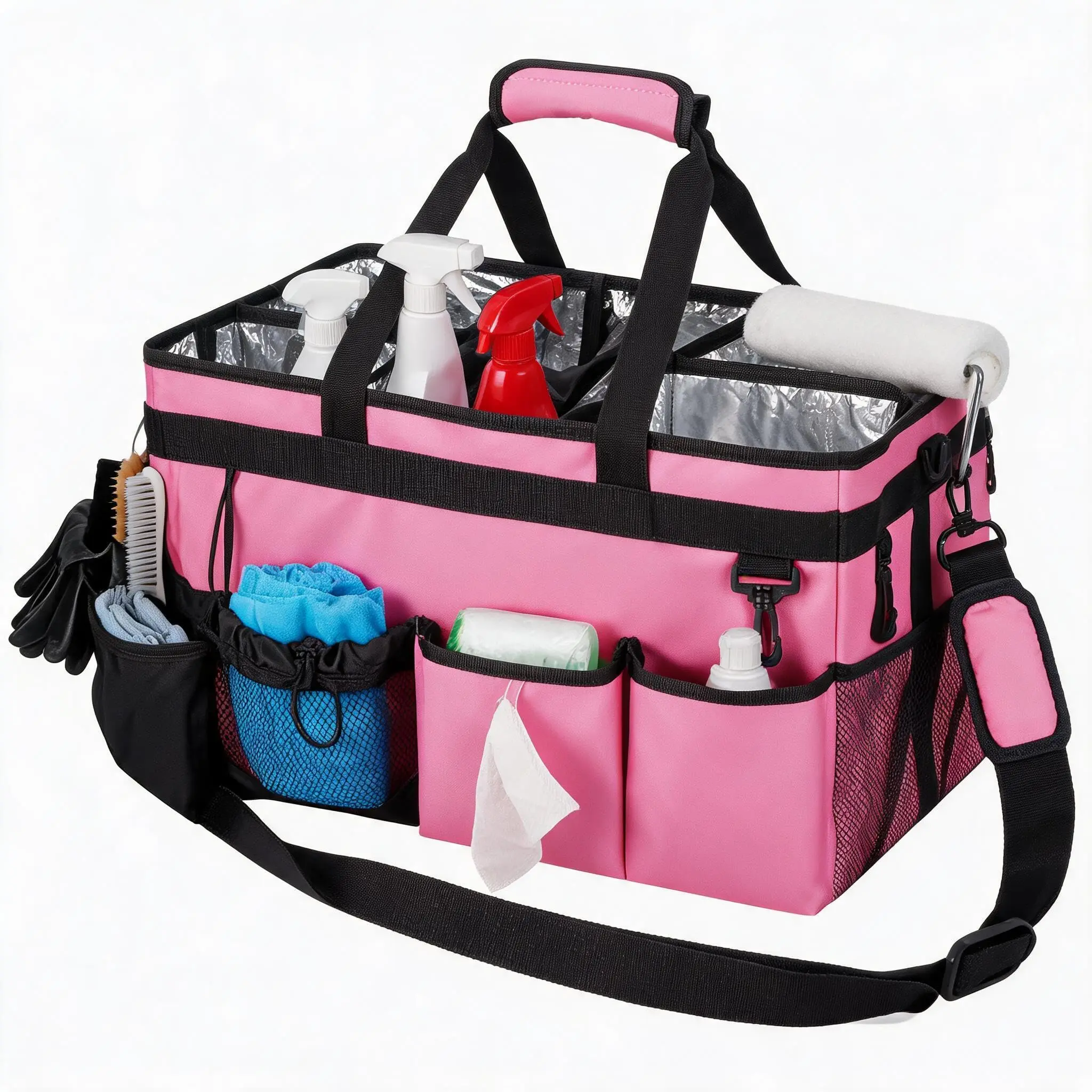 17-Inch Oxford Cloth Tool Bag, Multi-Pocket Tool Tote with Padded Handle, Adjustable Strap and Zipper Closure, Durable Organizer for Electrician, Home or Jobsite Use