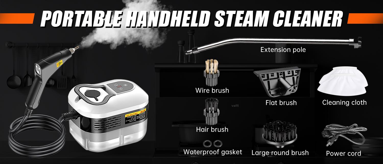 2500W High Pressure Steam Cleaner - Portable High Temp Power Steamer for Home Use, Kitchen Grease, Bathroom & Car Detailing