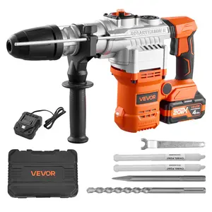 【DealsForYouDays】VEVOR Rotary Hammer Drill, 1-9/16 in SDS-Max Cordless, Heavy Duty 20V Battery Powered Rotary Hammer, Including 2 Batteries, Charger, Drill Bit, Pointed Chisel, Carrying Case, for Concrete, Masonry