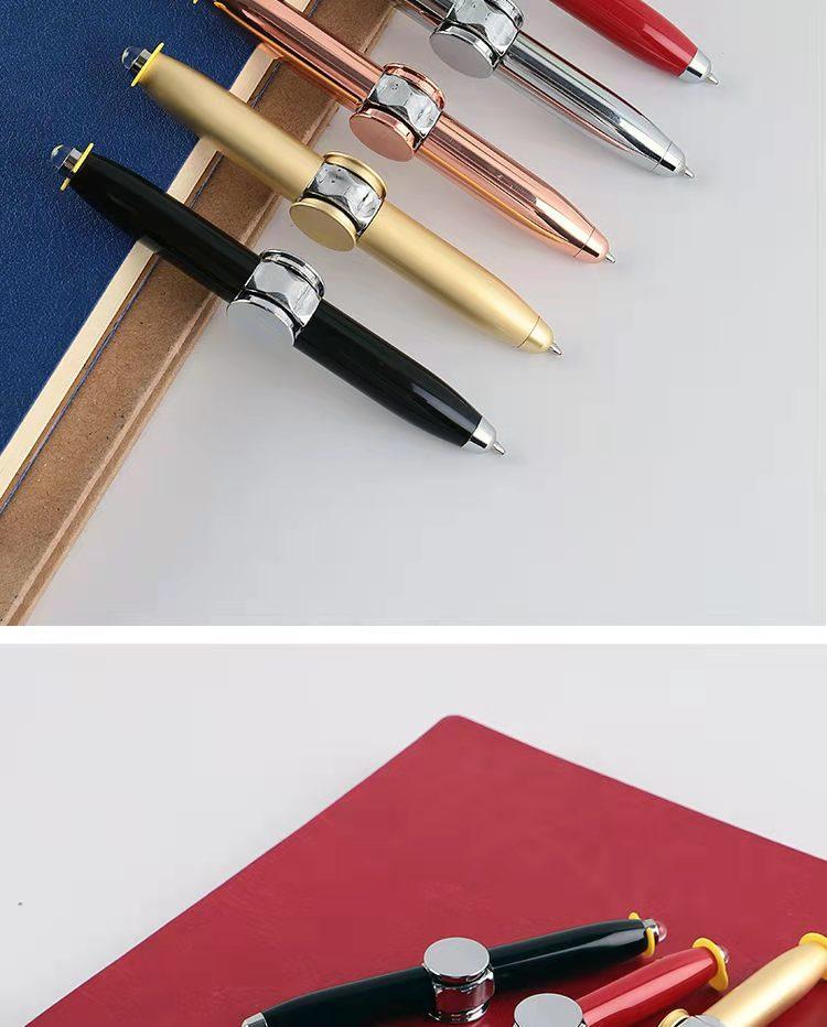 Fidget Spinner Pen Metal Ballpoint, Stress Relief Rotating Pen with LED Light, Creative Gift Pen for Students Office Writing Toys