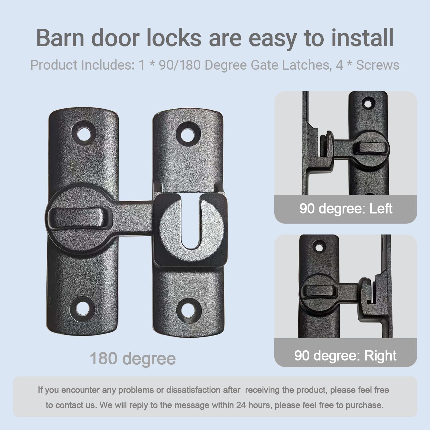 Upgraded Barn Door Lock - 90/180  Flip Door Latch, Protecting Safety Sliding Gate Latches for Barn, Garden, Bathroom, Cabinet, Window, Sliding Door