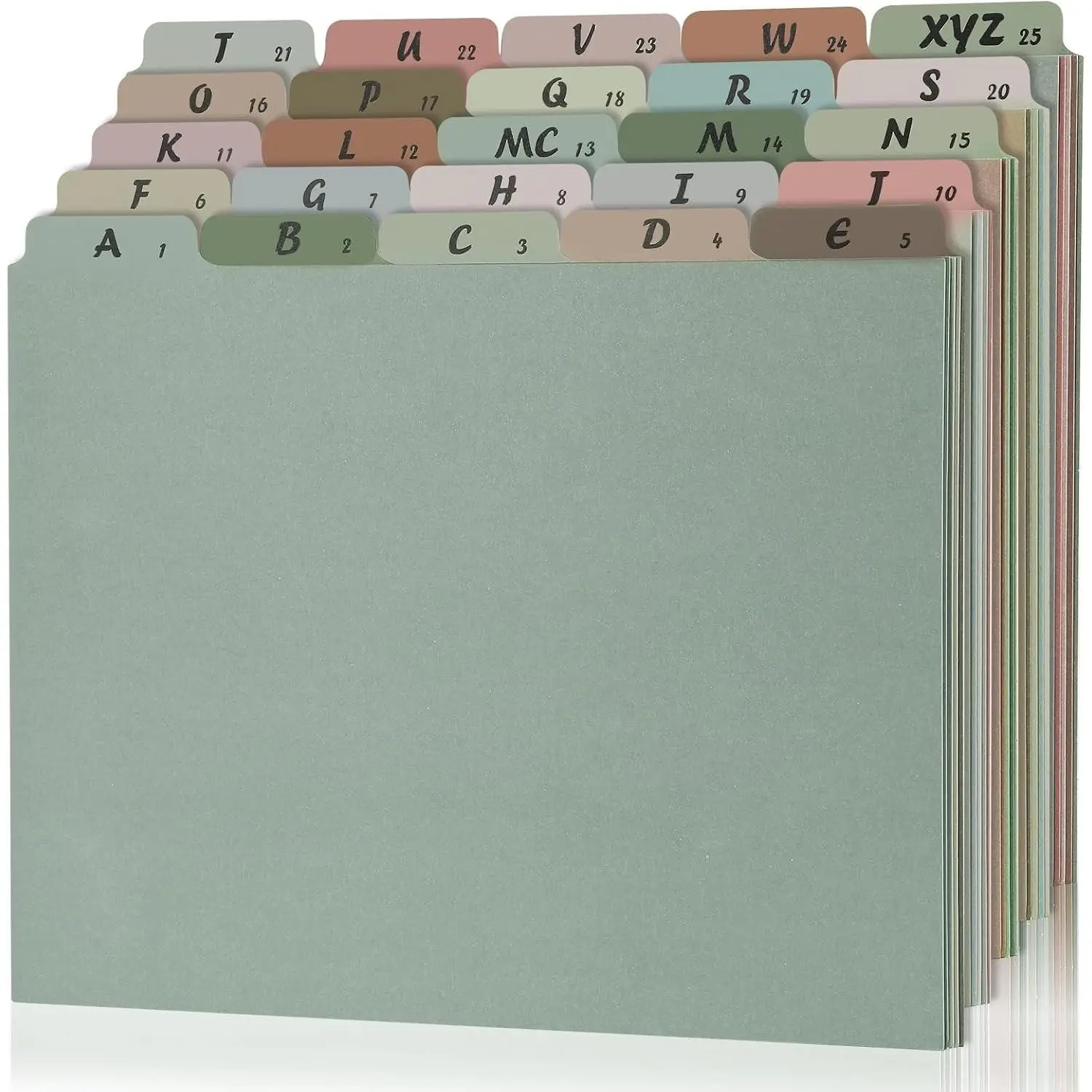 1 Set 25 Alphabet File Dividers A-Z Top Tab File Guides Letter Size 1/5 Cut Tab Manila Alphabetical File Organizer File Cabinet Dividers for Work Office Home School and Desk Organizer(Morandi)