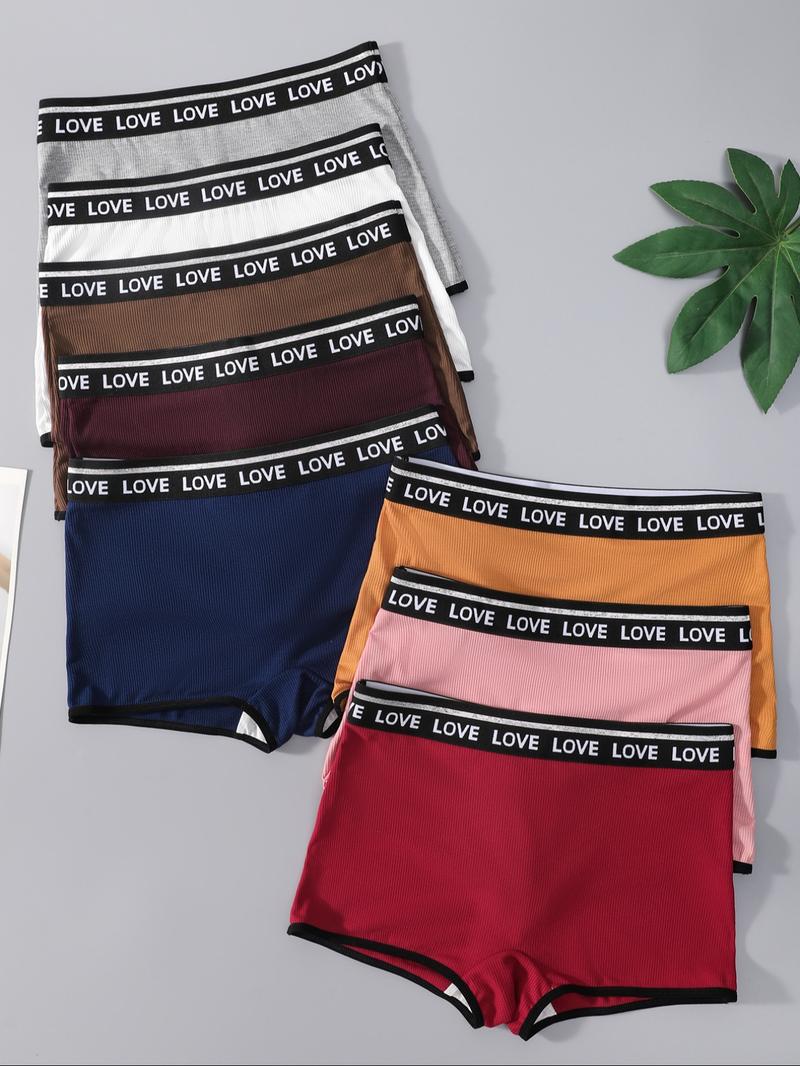 Women's Letter Tape  Boyshorts, Casual Breathable Knicker, Soft Comfy Breathable Panty for Daily Wear, Underwear for All Seasons