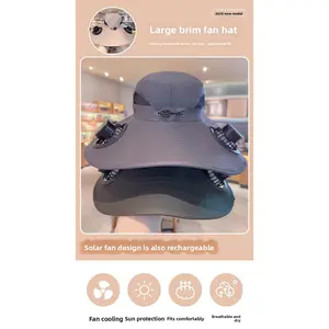 Solar fan hat big brim sun hat men's summer fishing outdoor sun protection hat mountaineering hat UV protection women