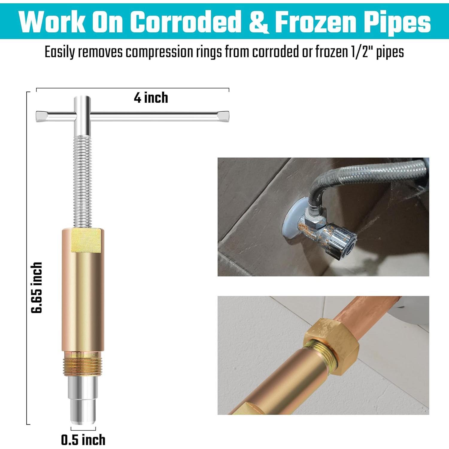 Compression Sleeve Puller Tool, Ferrule Puller for 1/2 " Compression Fittings, Without ,  Resistance, Remove Nut and Ferrule of Pipe in Kitchen, Sinks, and Bathtubs