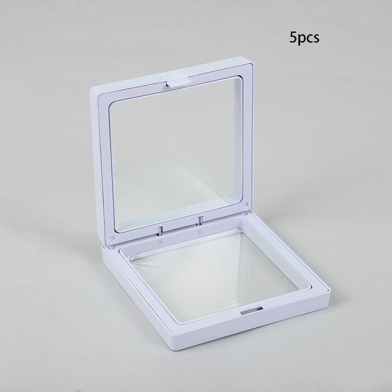 3D Floating Display Box, Dustproof Jewelry Packaging, Transparent Hanging Storage Box for Storing Necklaces, Bracelets, Rings, Coins, Earrings, and Pins, with Elastic Film, Gift Box for Retail and Personal Use.