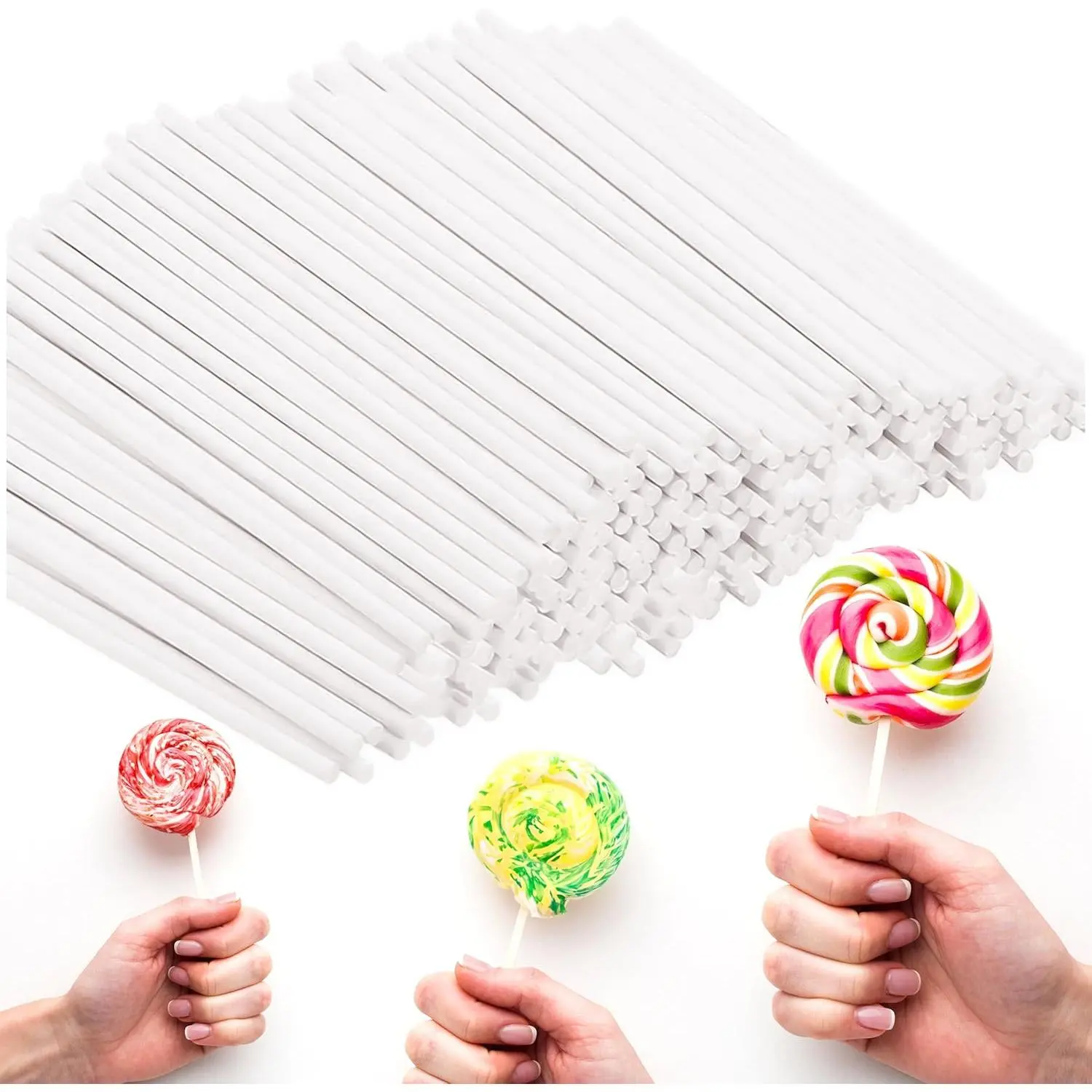 6-Inch White Paper Cake Pop Sticks - Premium 100 Pack | Perfect for Lollipops, Cookies, Chocolate Cake Toppers | Versatile Baking & Crafting Accessory