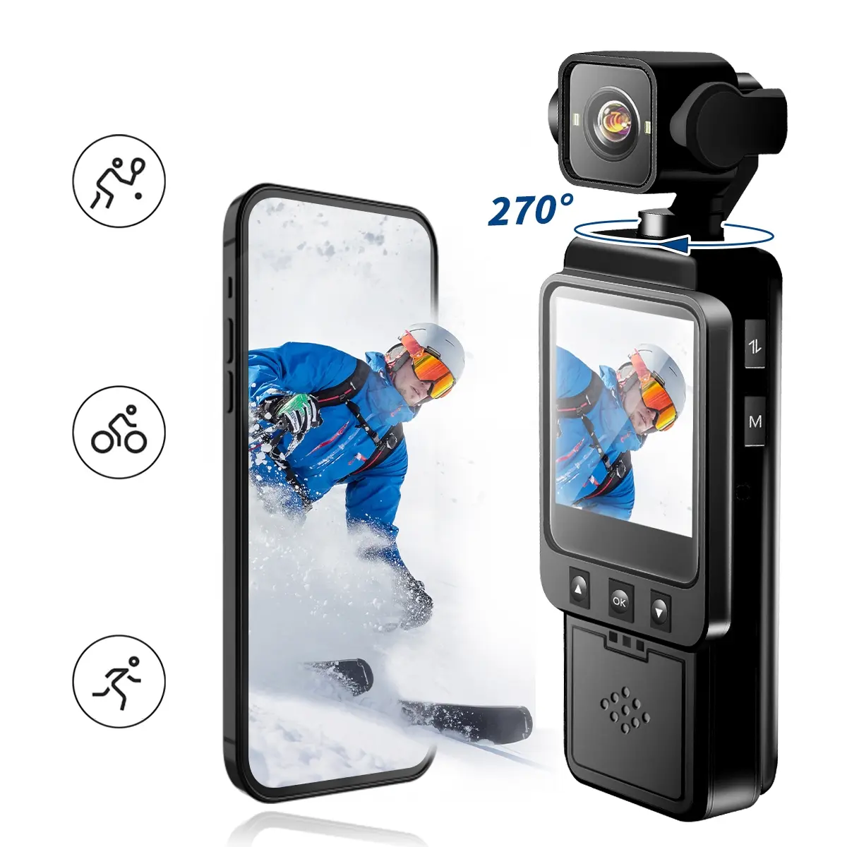 1080P HD Outdoor Action Camera,pov camera, wearable, loop recording,body cameras with audio and video recording, suitable for hiking, driving records, outdoor sports