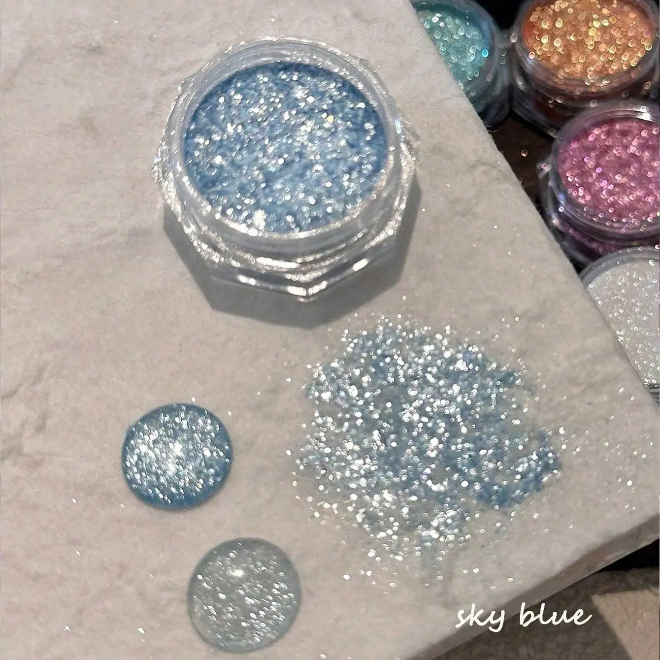 9 Color Sea Salt Crystal Diamond Nail Powder, Ultra Fine Glitter Sugar Nail Powder, DIY Nail Art, Snowflake Design