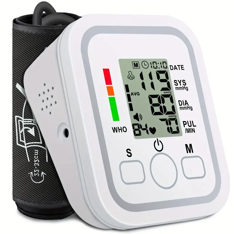 All-in-One Portable Upper Arm Blood Pressure Monitor | Large LCD Display, One-Touch Operation, Voice Reports, Hypertension Alerts, 2x99 Memory, Adjustable Cuff | Home & Travel Essential, Ideal for Seniors, Pregnant Women, Blood Pressure Management backtos