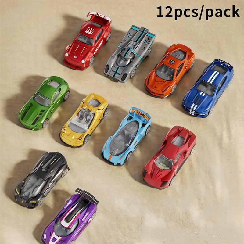 1:64 Scale Die-Cast Metal Toy Cars 12-Pack Vehicles Set, Includes Pickup, Racing Cars, Sports Cars for Display or Play, Great Gift for Kids Age 3 Years and Up (12 Pack)