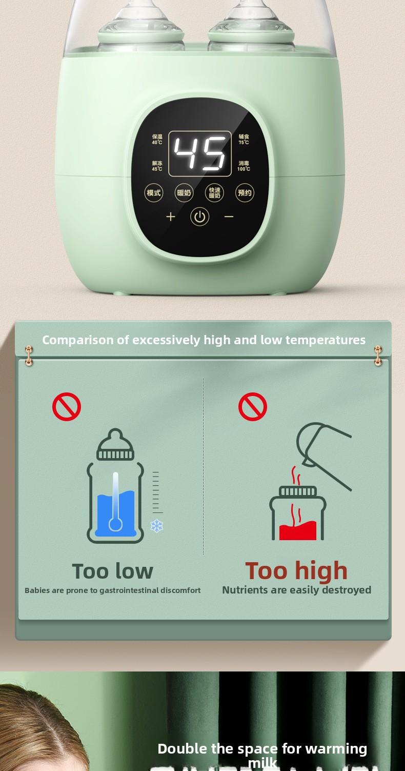 Newborn 2-in-1 bottle warmer for heating breast milk, baby bottle warmer, constant temperature milk warmer, sterilizer