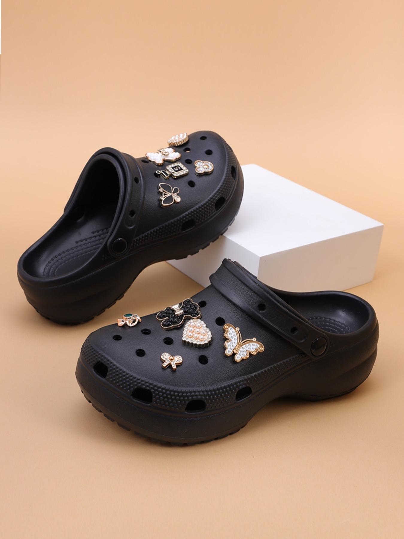 Women's Cute Rhinestone Decorated Slides, Casual Comfortable Platform Slippers for Beach, Eva Beach Slippers, Fashionable Shoes for Indoor & Outdoor Wear, Girl, Soft Sole Slippers, Thick Sole Slippers, Summer Slippers