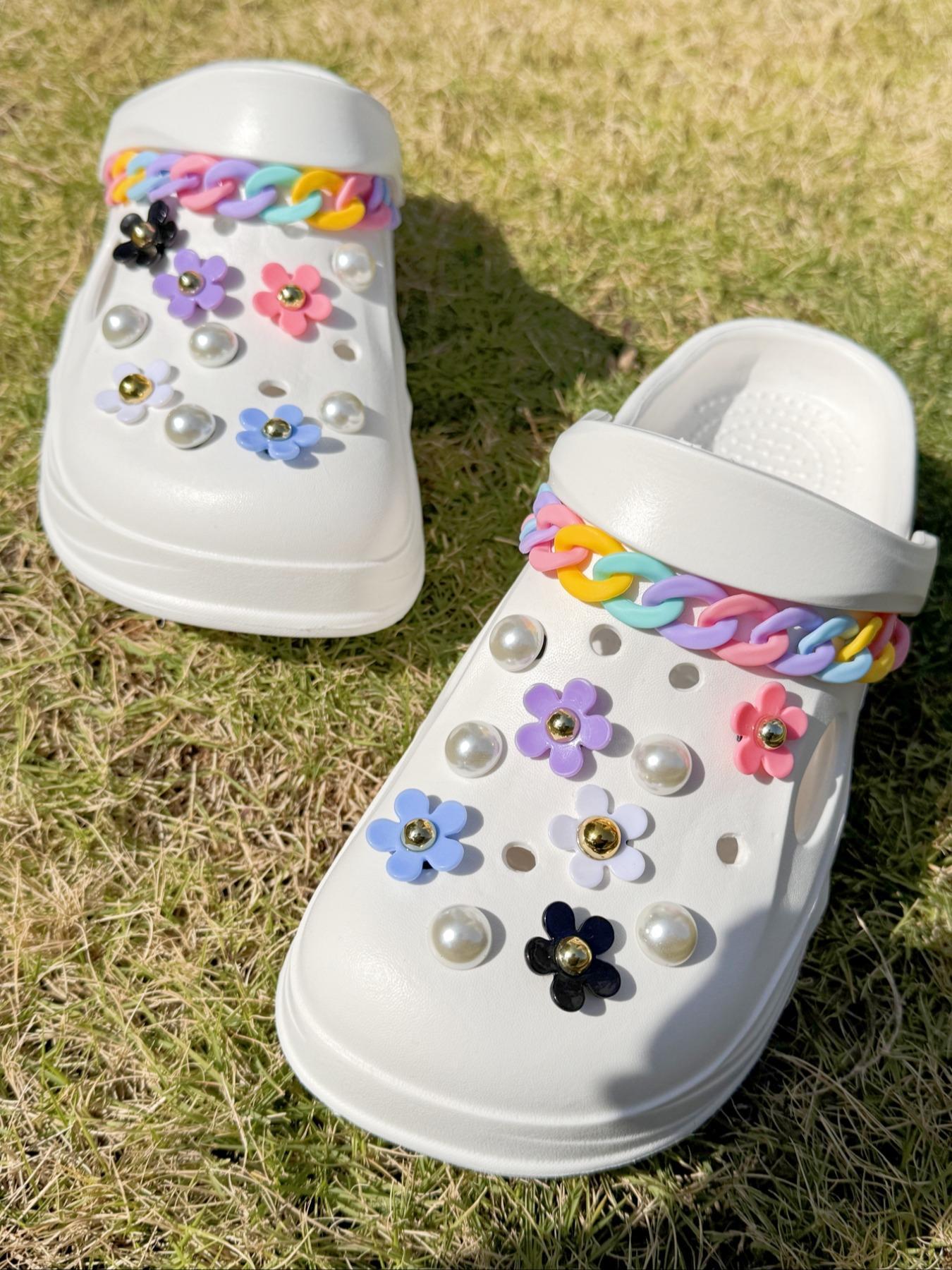 Cute Flower & Faux Pearl Decorated Shoe Charm, Fashionable DIY Shoes Decorations for Clogs, Shoes Accessories for Women & Girls