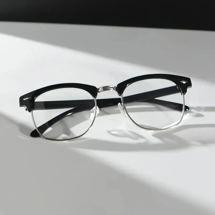 Y2K Vintage Full Rim Square and Round Metal Eyeglasses Unisex, Minimalist Thick Frame Eyewear for Daily Office School Music Festival and Rave Use