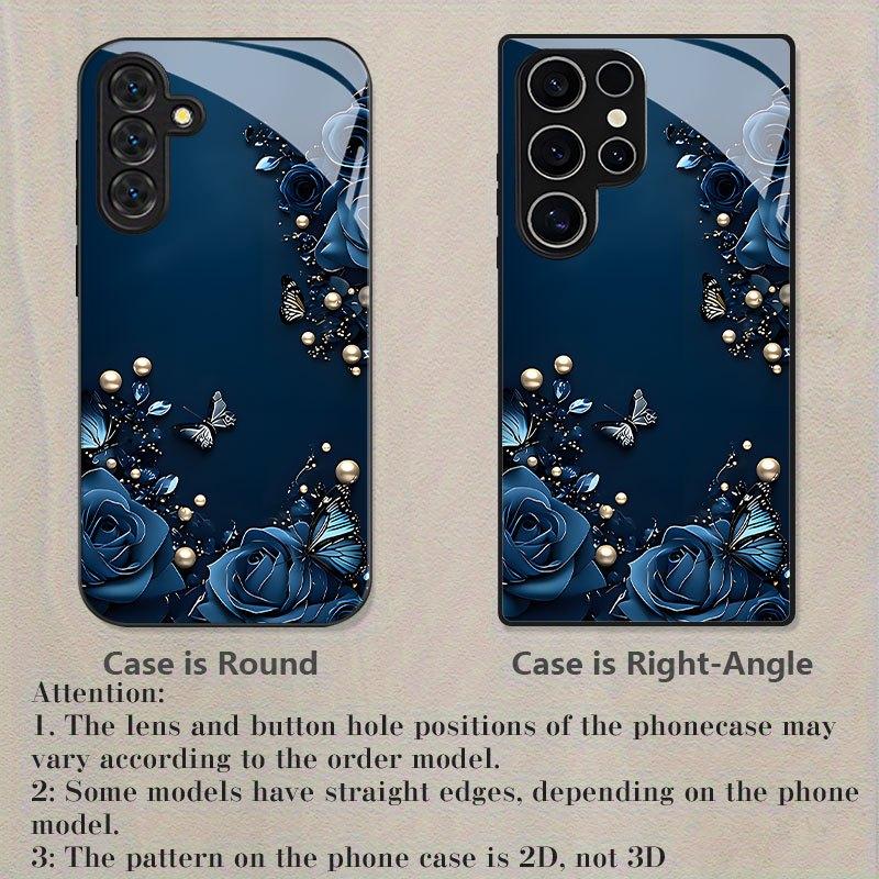 Phone Case - Dark Blue Rose Butterfly Print Phone Case for Samsung Galaxy S26 S25 S24 S23 S22Pro S21 S20 Fe Plus Ultra Pro A56 A55 A54 A53 A52 A51 A36 A35 A34 A32 A26 A25 A24 A23 A16 A15 A14 A06 A05 A03s