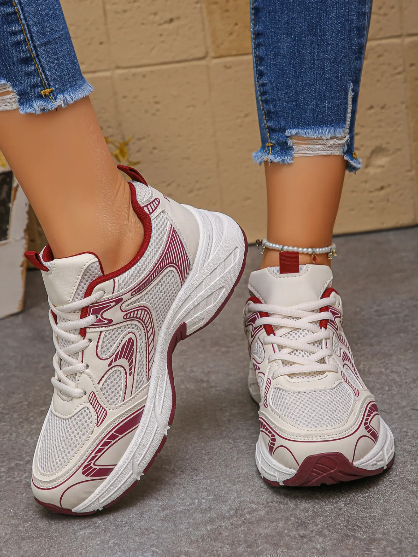 Women's Breathable Dad Shoes, Mesh High-Top Sneakers, Thick Sole Athletic Footwear, Lightweight Casual Running Shoes, Sports Running Shoes
