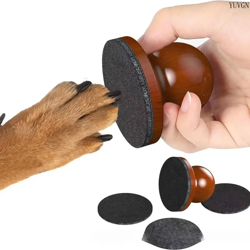 Round Pet Nail Scratch Board Pad, Portable Paw Grinding Trimming Mat, Daily Grooming Accessory for Kittens Puppies Indoor Daily Paw Care