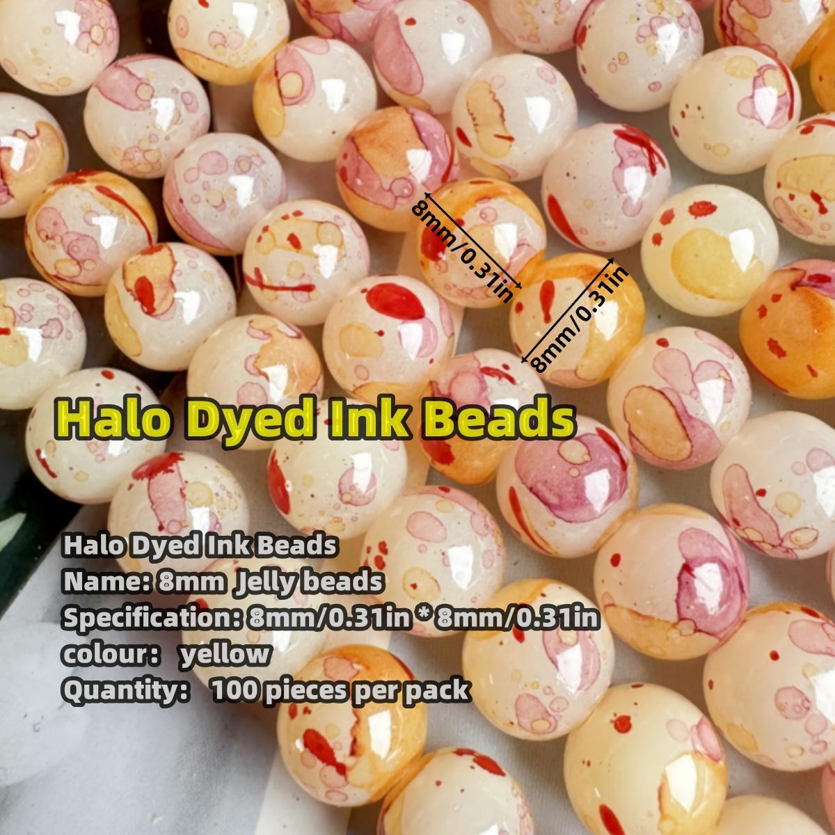Halo Dyed Ink Premium Glass Beads for DIY Jewelry Making, 100/200pcs DIY Jewelry Accessories for Bracelet, Necklace, Earrings, Jewelry Making Supplies
