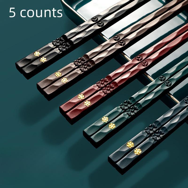 Random Color Reusable Chopsticks, 5 Pairs Modern Simple Non-slip Durable Chopsticks, Dishwasher Safe Chopsticks, Household Tableware for Kitchen Dining Room, Cutlery