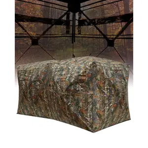 4-6 Person Pop Up Hunting Blind 270 Degree See Through Windows Camouflage Ground Blind Waterproof Silent Design for Deer Turkey Hunting with Bag