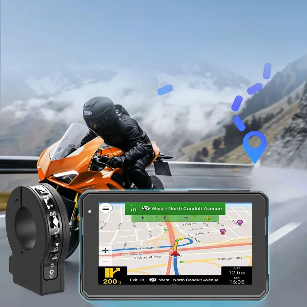 7 Inch Motorcycle Dash Cam with Wireless CarPlay Android Auto, Front Rear Dual Recording, GPS Navigation, Tire Pressure Monitor