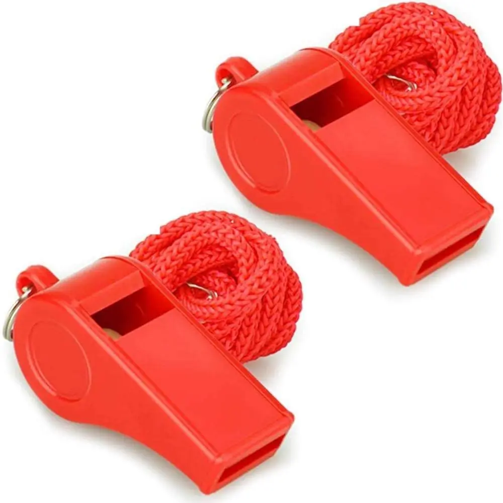 Whistle, Red  Whistle with Lanyard, 2 count Super Loud Plastic Whistles  for Self-, Lifeguard and