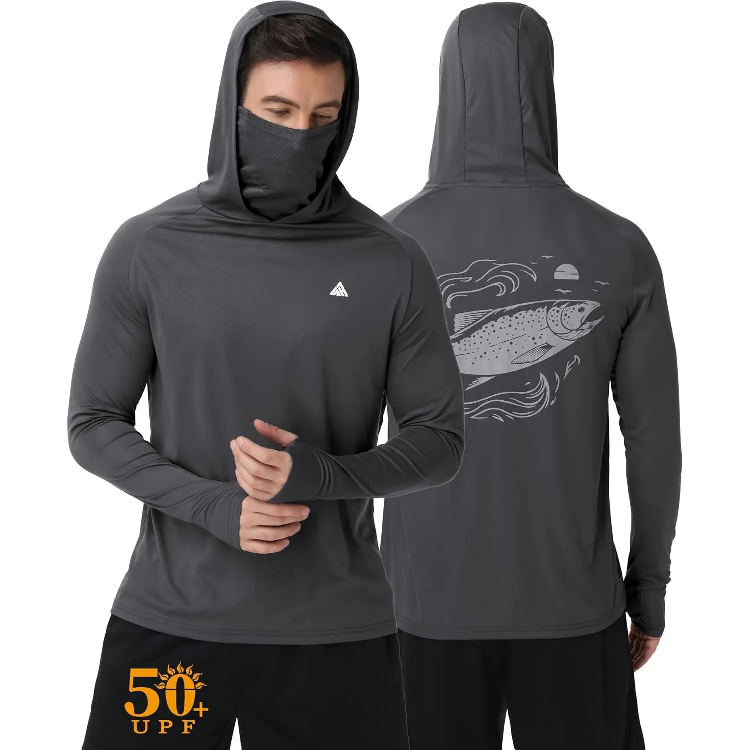 ZITY Fishing Shirts for Men UPF 50+ Sun Protection Rash Guard for Mens Long Sleeve Sun Protection Hoodie for Men with Mask