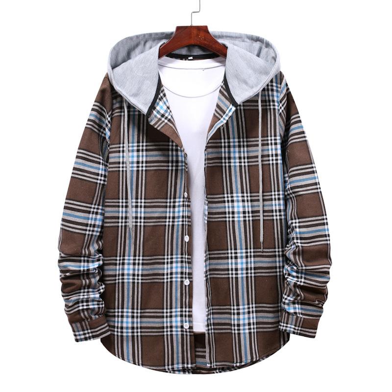 Men's Plaid Flannel Shirt with Hood and Button Front, Casual Long Sleeve Jacket for Teens and Boys, Lightweight and Comfortable, Perfect for Fall and Winter, Stylish Streetwear for Everyday Use Men's Plaid Flannel Shirt with Hood and Button Front, Casual Long Sleeve Jacket for Teens and Boys, Lightweight and Comfortable, Perfect for Fall and Winter, Stylish Streetwear for Everyday Use