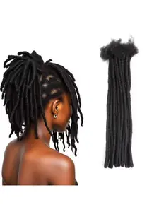 0.6cm Thickness 4-16 Inch 100% Real Human Hair Interlock Locs Dreadlock Extensions for Man/Women Full Head Handmade Thinner Can Be Dyed and Bleached Soft Braided Hair Texture Dreadlocks 10 30 60 100 Strands
