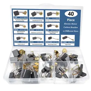 40pcs 10 Sizes Electric Motor Carbon Brushes  Replacement Repair Power Tools and Motors Part Such as Electric Hammer Drills, Circular Saws, Angle Grinders