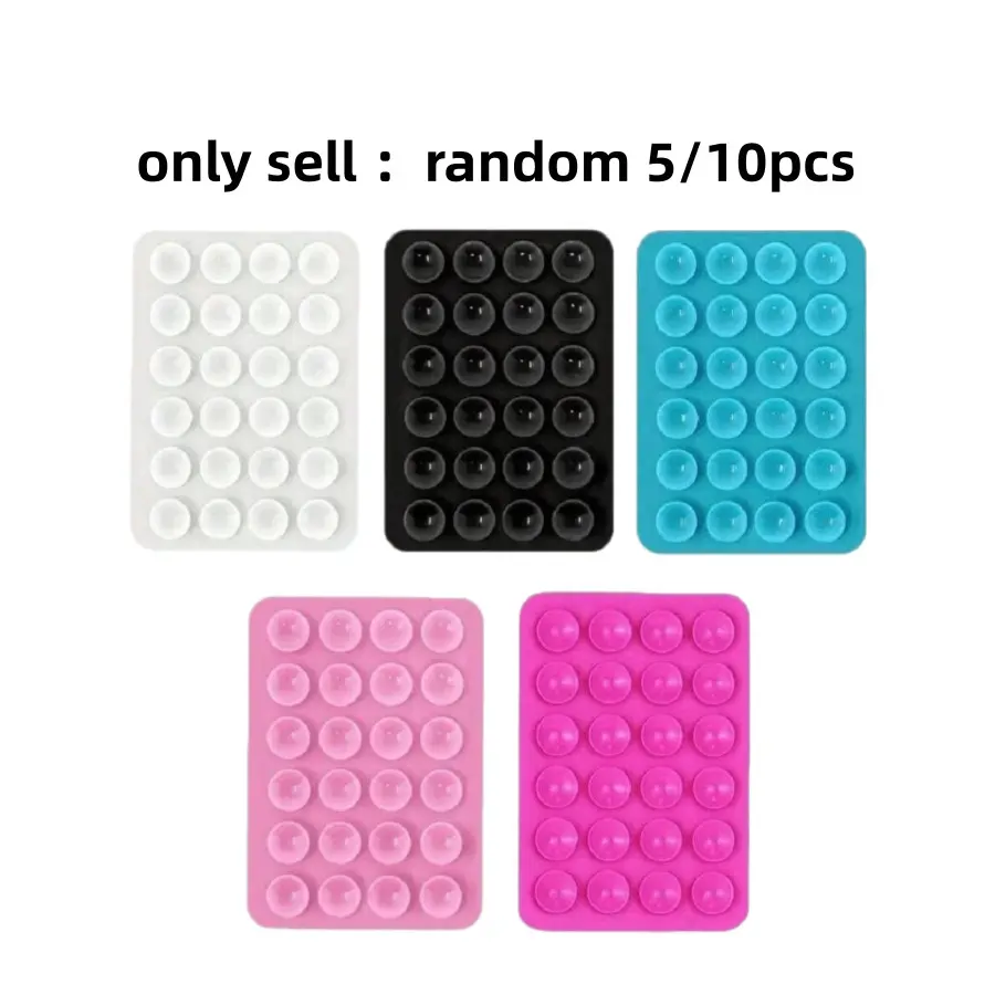 5/10 Pcs Suction Cup Phone Holder Stand, Smartphone Cellphone Mount, 24 Double-Sided Adhesive Pads, Anti-Slip Design, Secure Support for Smartphones/tablets, Random Colors