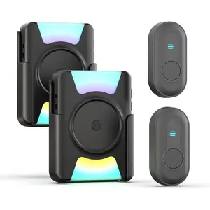 Hearing Impaired Wireless Doorbell, 1000FT Range Battery Operated Door Bell with Vibrating Flashing Light, 2 Call Buttons 2 Portable Receivers, No Scare to Others, Ideal for Deaf Home Office Use