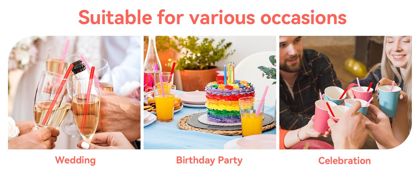 50pcs Heart Shaped Pink Straws 8mm Individually Wrapped Disposable Drinking Straws for Galentine's Brunches,Cocktail, Birthday Parties, Pastel Weddings & Bridal Shower Decorations