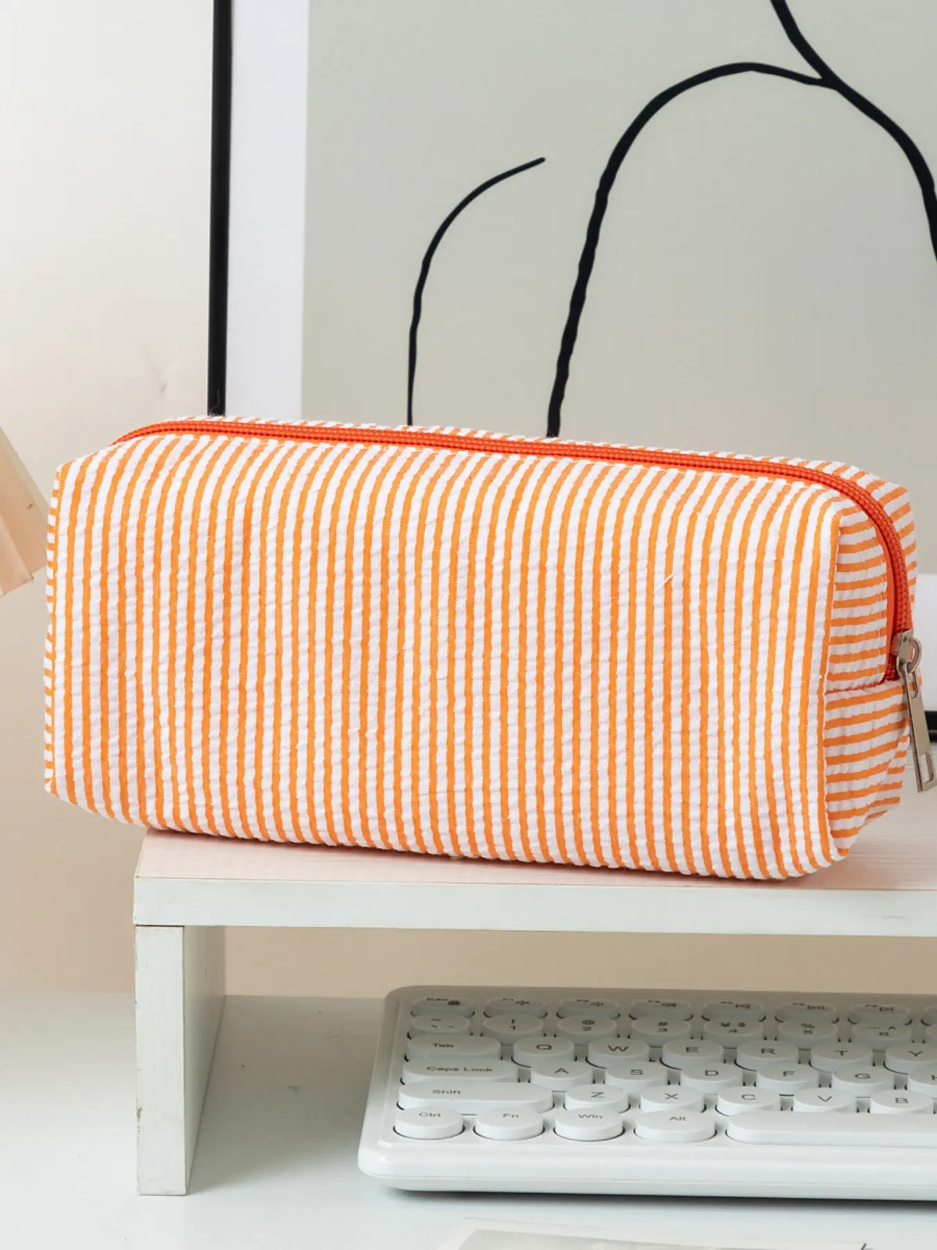 Bubble Mesh Makeup Bag, Large Capacity Striped Travel Organizer, Desktop Stationery Sorter, Essential Back-To-School, Multi-Functional Storage Bag, Cosmetic Organizer