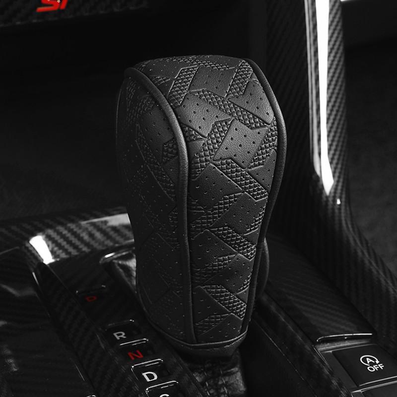 Car Gear Shift Knob Cover, Automatic Shift Knob, PU Leather Hand Brake Anti-slip Protective Case, Auto Interior Accessories Decorations