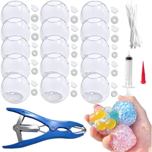 15pcs DIY Squishy Stress Ball Making Kit – Blank Skins with Air Pump & Expander Tool, Make Your Own Transparent Fidget Pressure Balls for Adults