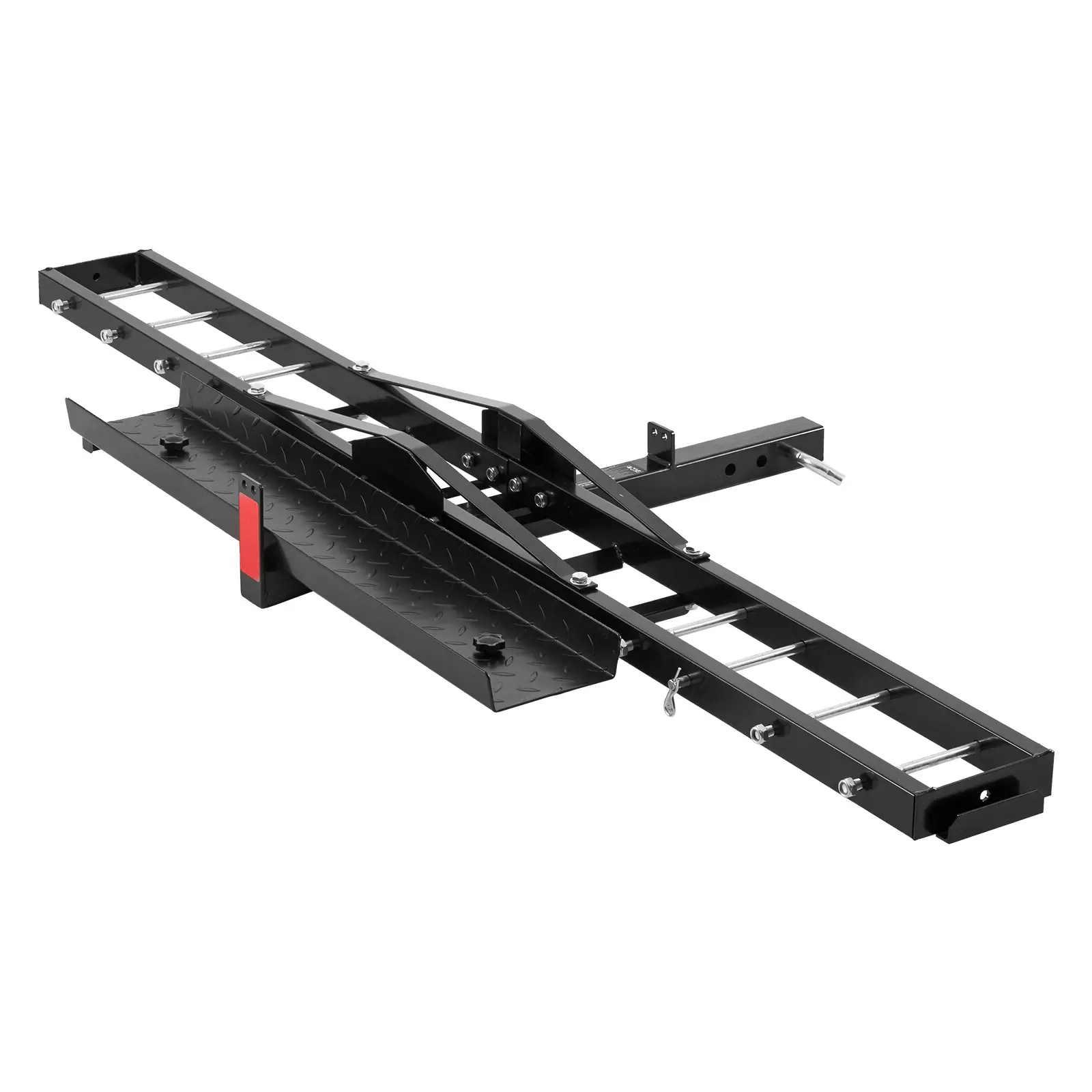 Q235B Steel Single Unit Motorcycle Carrier - Hauling Scooters & Dirt Bikes, Equipped with Ratchet Straps, Stabilizer, Load Securing, 720lbs/326kg Max Capacity, 600lbs/272kg Rated Capacity, Spacious Space, Load Hauling