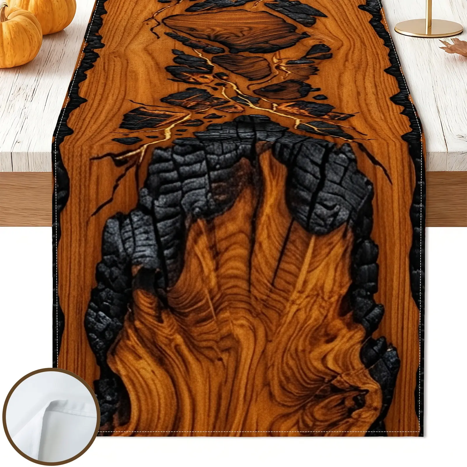1pc Wooden Texture Table Runner, Rustic Style, Unique Grain and Dark Accents, for Dining Table Home Decor Kitchen Decor Fall Decor