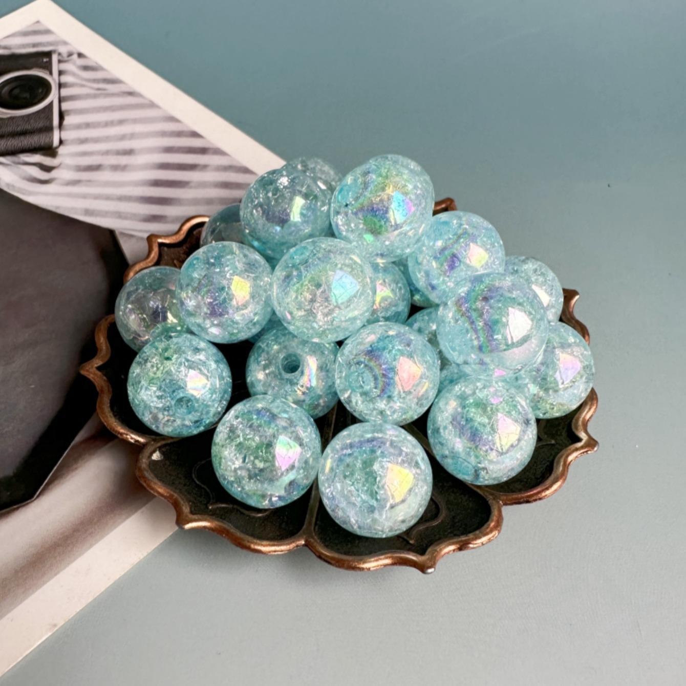 16mm Glitter Bubble Bead (20pcs/set), Shiny Round Beads for DIY Necklace Bracelet Phone Bag Pendant, Jewelry Making Supplies, Beading & Jewellery Making Material, DIY Beading Accessories, Christmas Gift