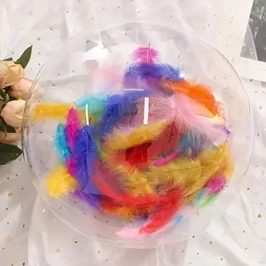 7-piece set, feather and bobo balloon set - includes 5 bobo balloons, 1 pack of feathers, and 1 roll of ribbon, suitable for decorating birthday parties, weddings, and anniversary parties