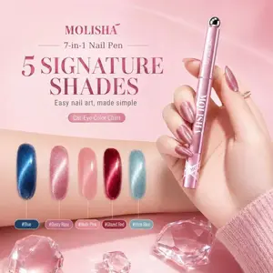 7-in-1 Nail Pen combines gel polish, brush, builder, strengthener, color, top coat, and nail care in one sleek pen.The twist-base design controls gel output precisely, helping beginners create smooth, salon-style nails with less mess.Built-in magnetic b